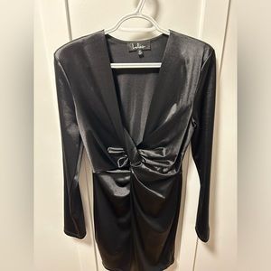 Lulus Black Deep V mini dress